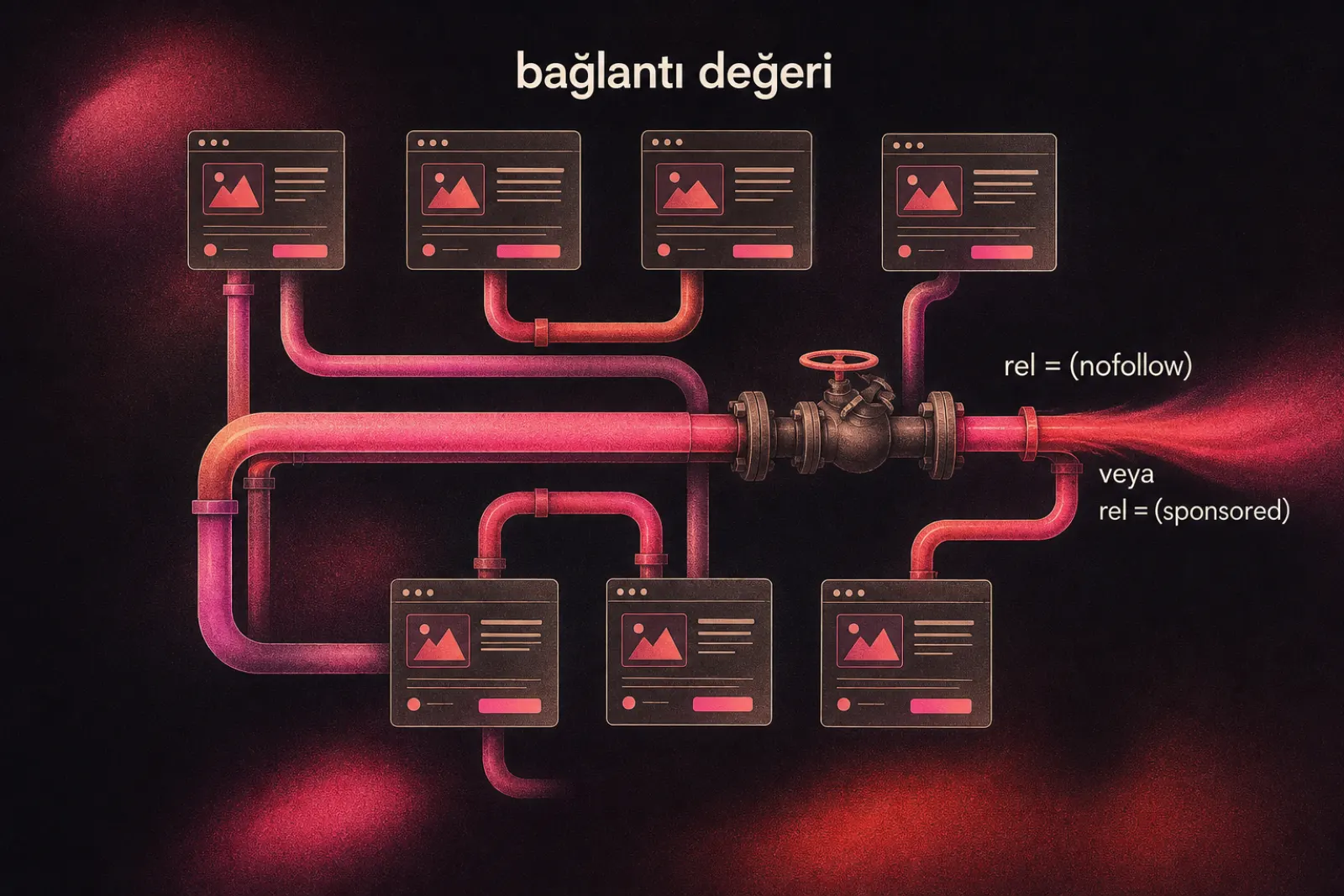 Link otoritesinin nofollow etiketi ile akış şeması