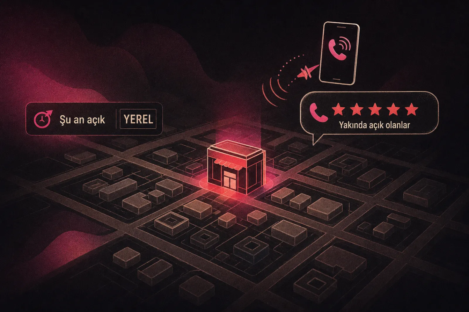 Yerel sesli arama ve harita sonuçları