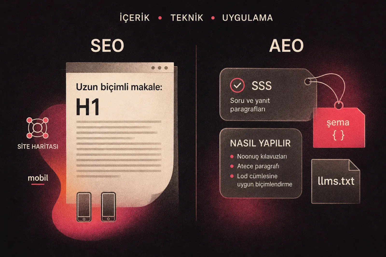 SEO ve AEO içerik ve teknik altyapı farkları