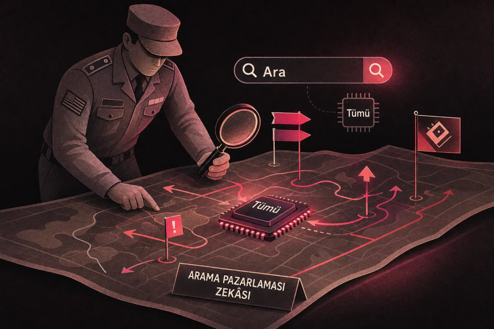 Yapay zeka destekli arama pazarlaması haritası ve strateji