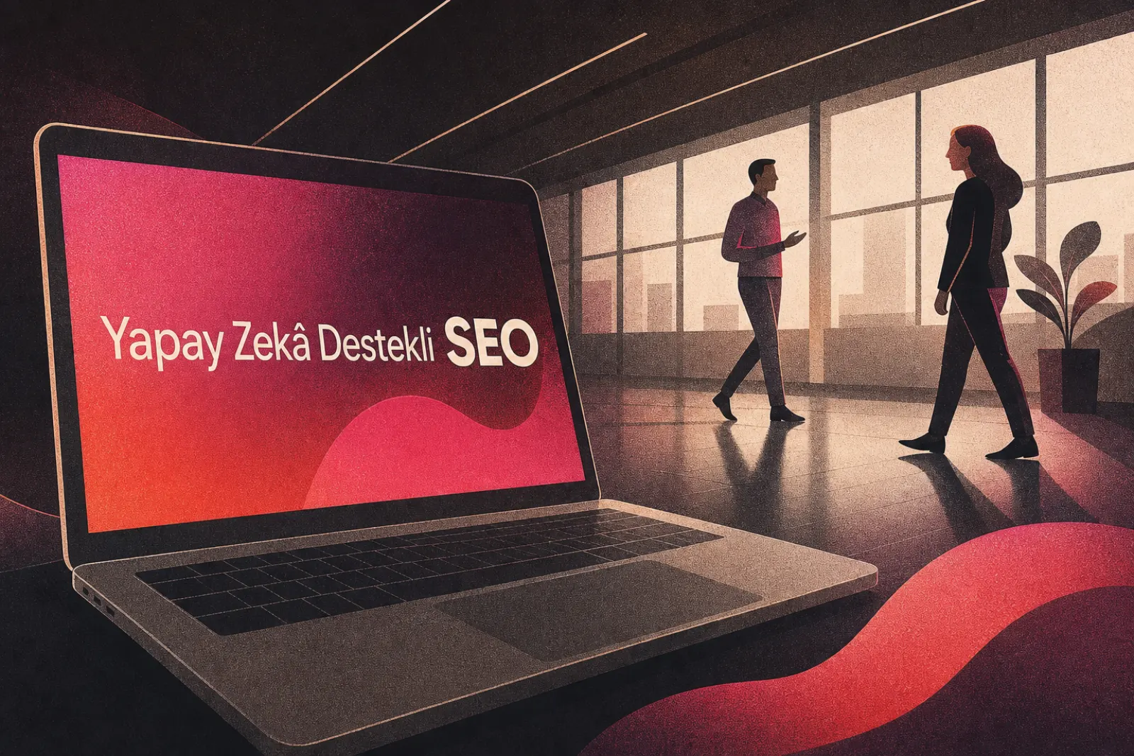 Yapay zekanın SEO stratejilerindeki rolünü gösteren dijital beyin