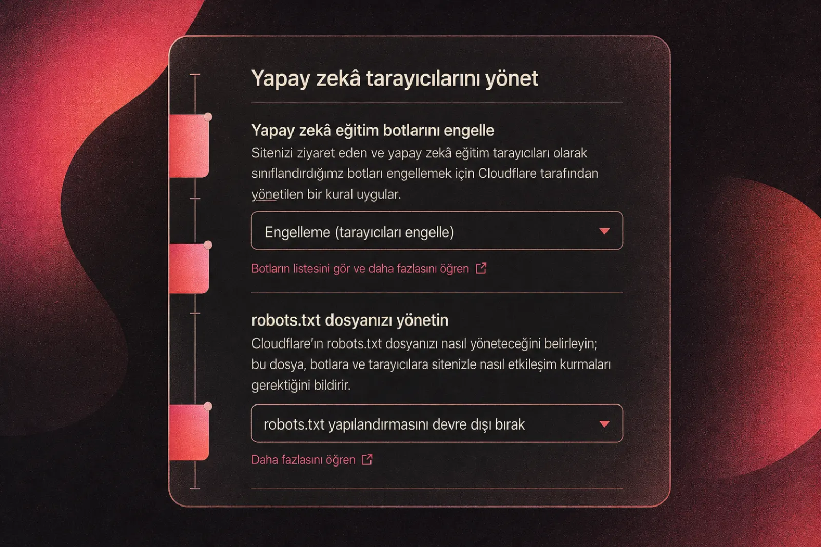 Cloudflare yapay zeka tarayıcı kontrol paneli