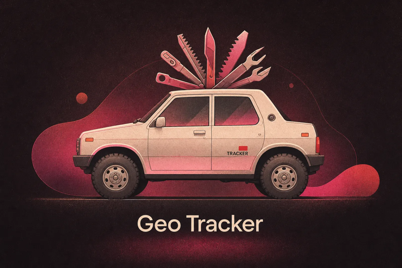 Arazi donanımlarına sahip klasik beyaz Geo Tracker illüstrasyonu