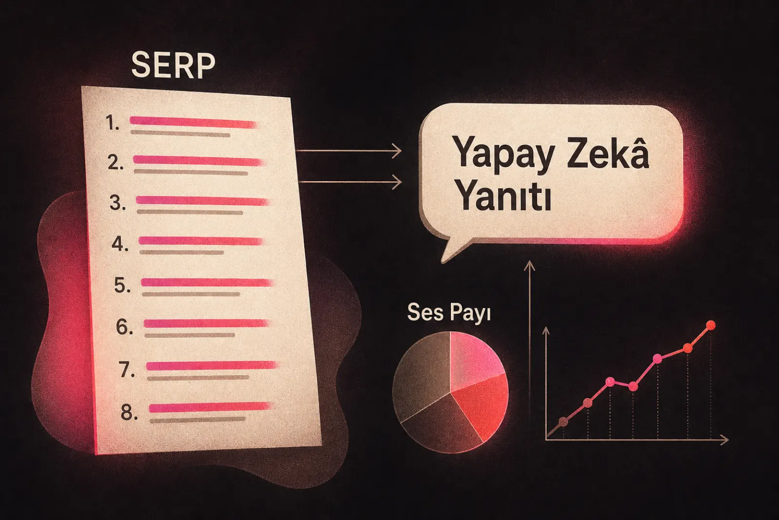 SERP ve yapay zeka yanıtları entegrasyonu diyagramı