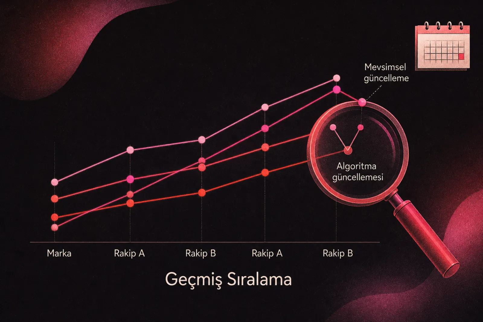 Tarihsel arama sıralaması değişikliklerini gösteren grafik