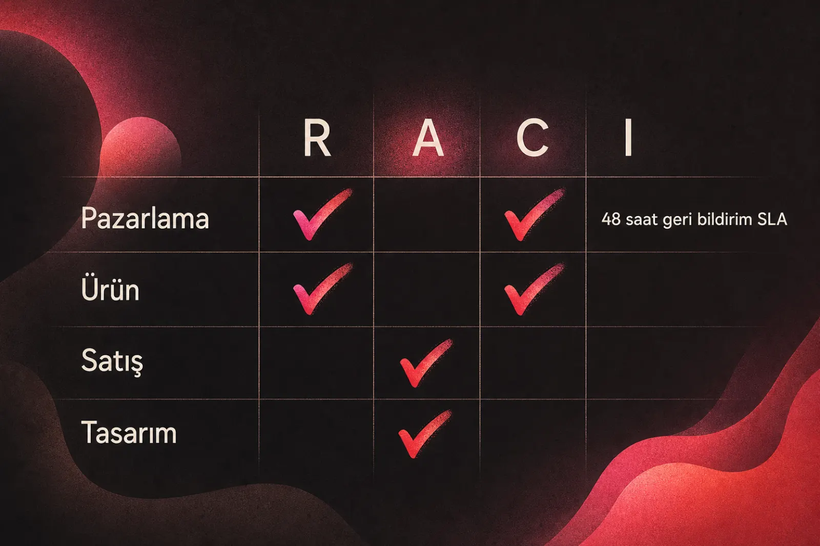 Pazarlama, ürün ve satış ekipleri için RACI matrisi
