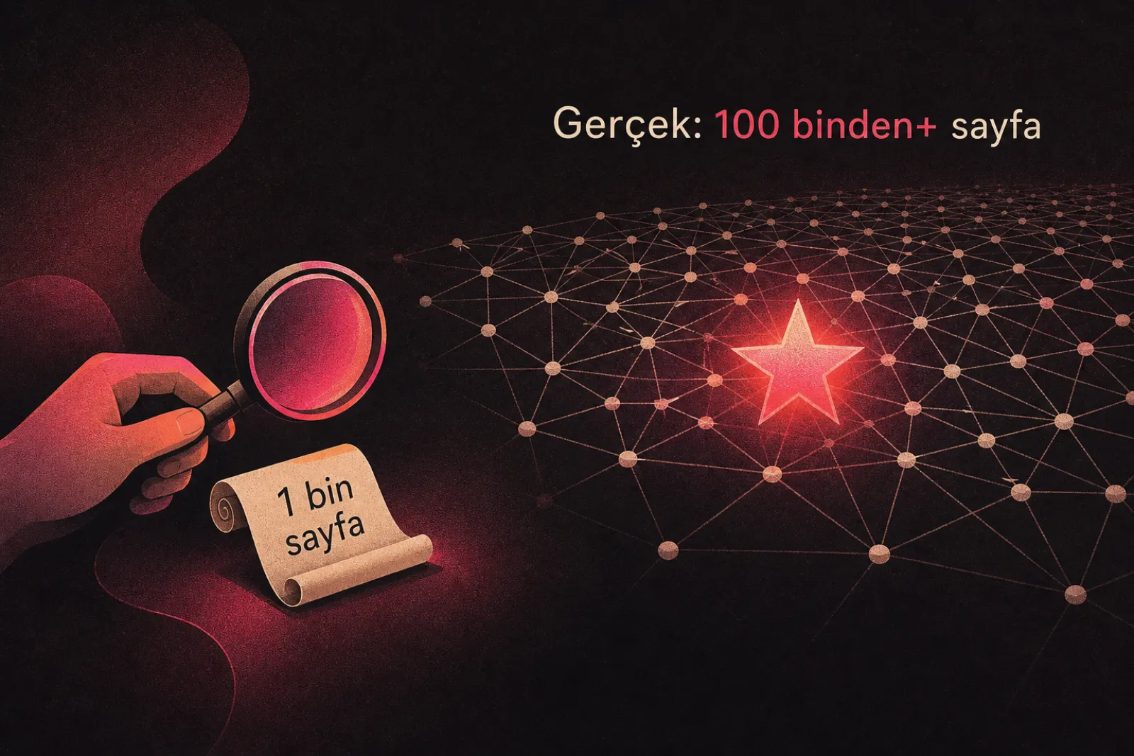 Büyük bir web sitesi yapısını gösteren analiz illüstrasyonu