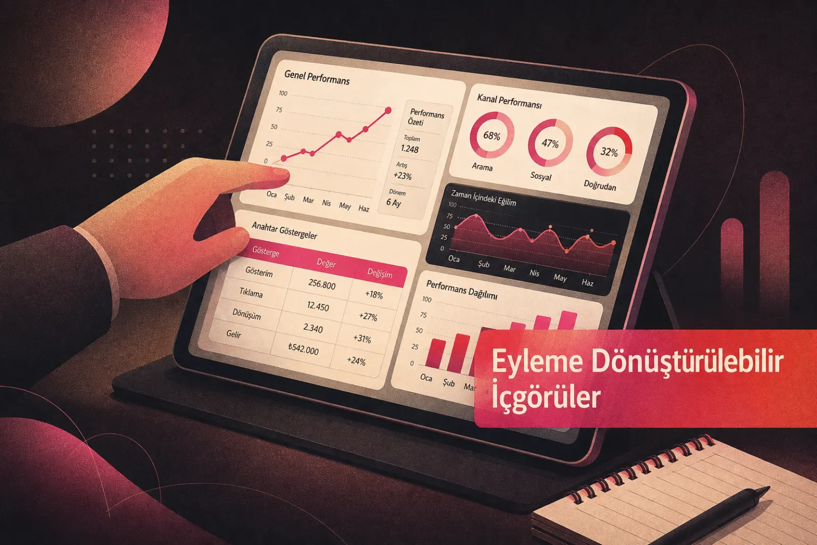 Yapay zeka arama analitiği sezgisel kontrol paneli