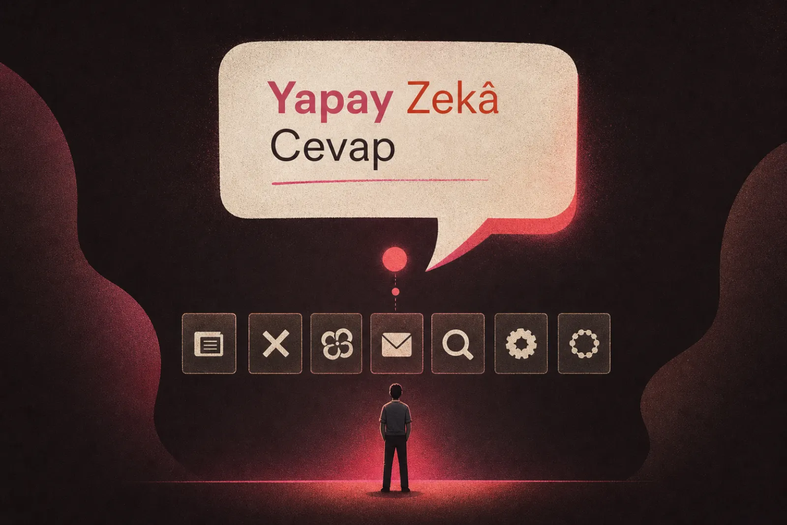 Yapay zeka yanıtlarıyla dijital etkileşim illüstrasyonu