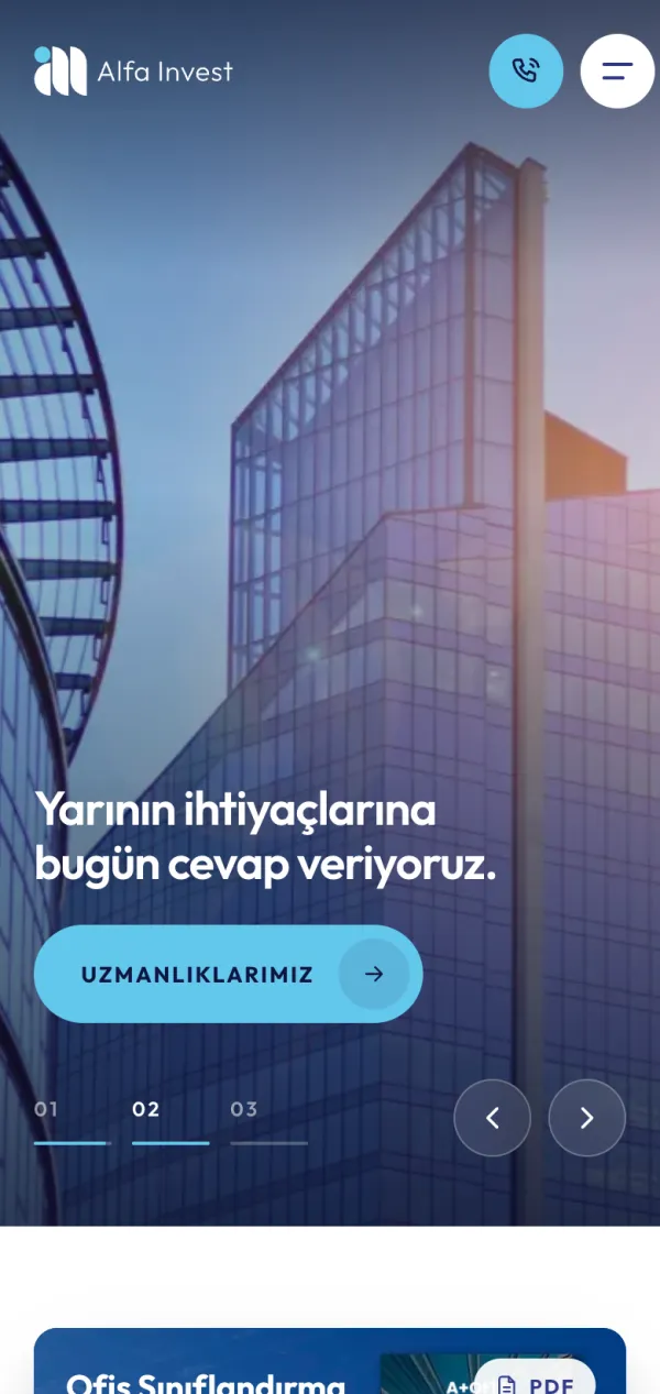 Alfa Invest mobil görünümü